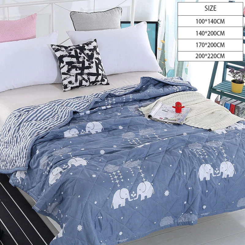 

Summer Quilt Blankets Breathable Thin Comfortable Bed Cover Cozy Printed Air Condition Blanket Double-sided Plaid Quilts