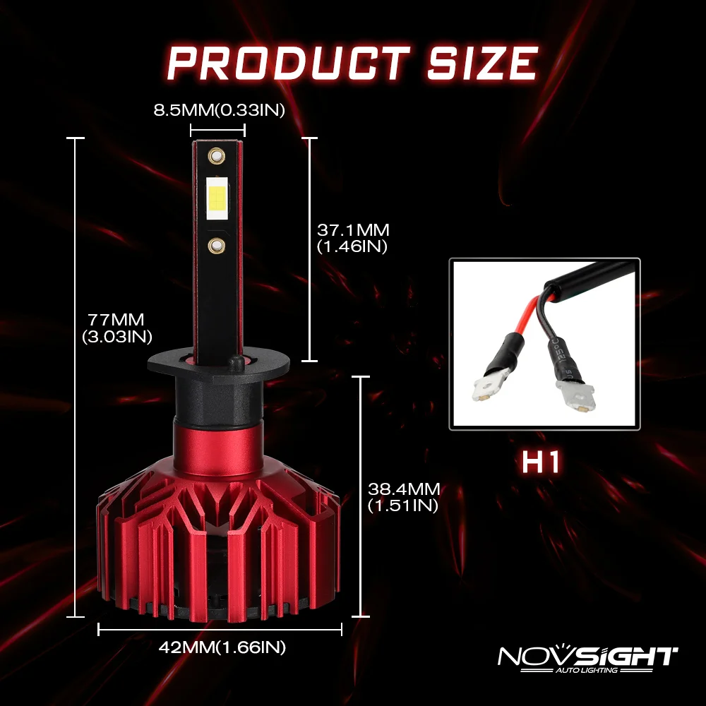 

2x NOVSIGHT Mini Car LED Headlight Bulbs Model A500-N11 H1/H7/ H11/ 9005 /9006 Waterproof Dustproof Car Accessories