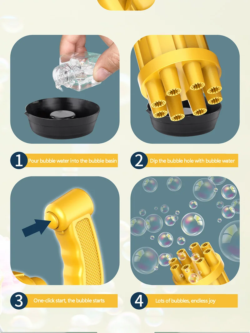 

Bubbles Machine Kids Toys Summer Creativity Gifts with Small Fan Inside Dual Use Boy Girl Toy for Children Plastic Machine Gun