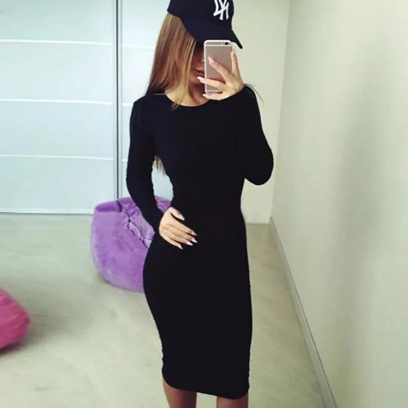 Женское платье с длинным рукавом NGD88 Осеннее/весеннее облегающее Повседневное o