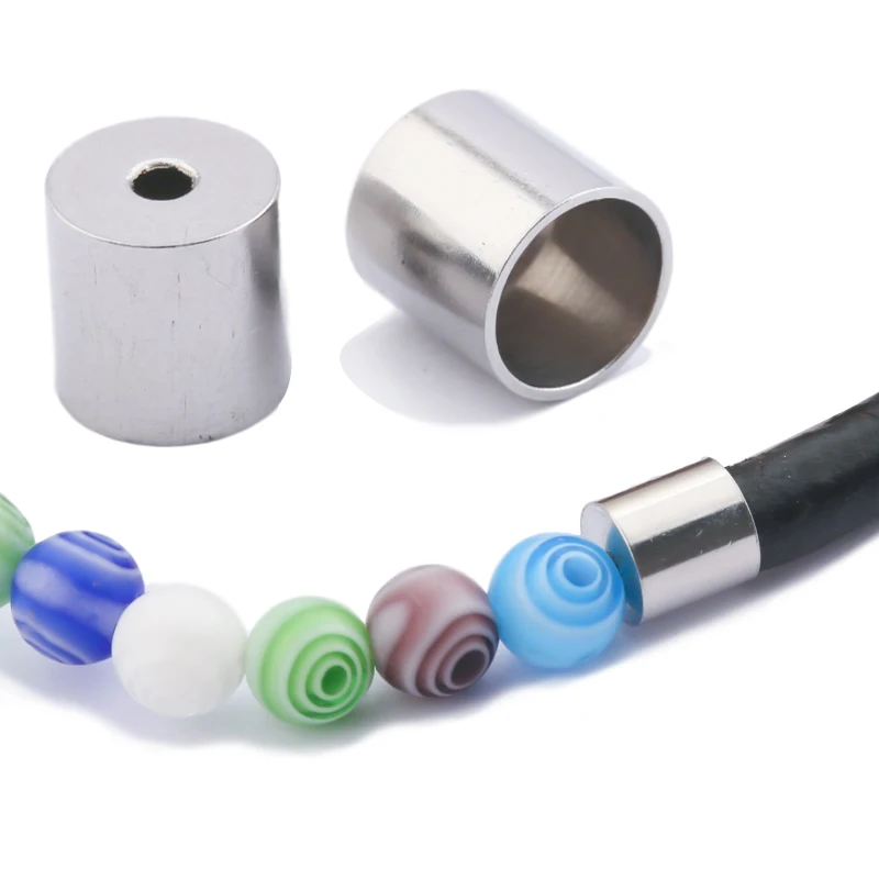 Зажимные колпачки для шнура из нержавеющей стали кожаных веревок 6 мм Концевики