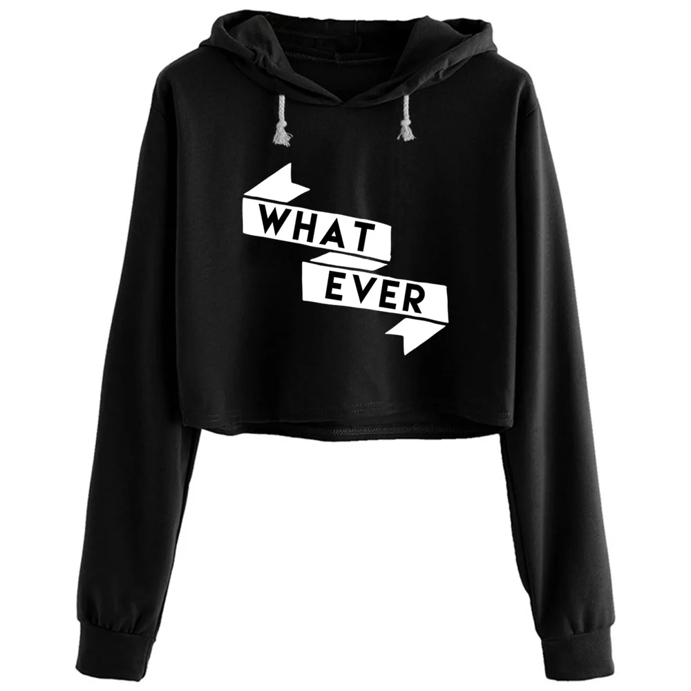 

Whatever Crop Hoodies Women Kpop Korean Y2k Kawaii Pullover For Girls