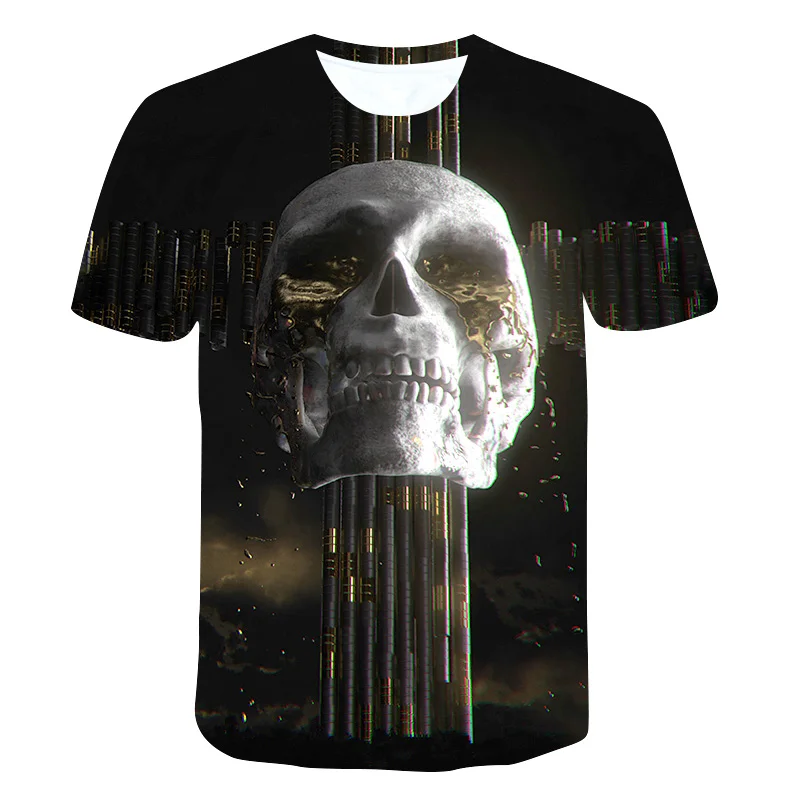 

2021 Novelty Graphic Skull Kids tshirts Boys Girls 3D Printing Cool funny gift short sleeve T-shirt 4-14 Yrs Children's Clothes