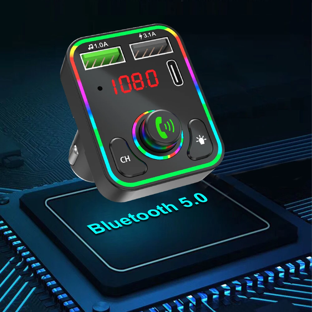 FM трансмиттер автомобильный с поддержкой Bluetooth 5 0 и 2 мя USB портами| |