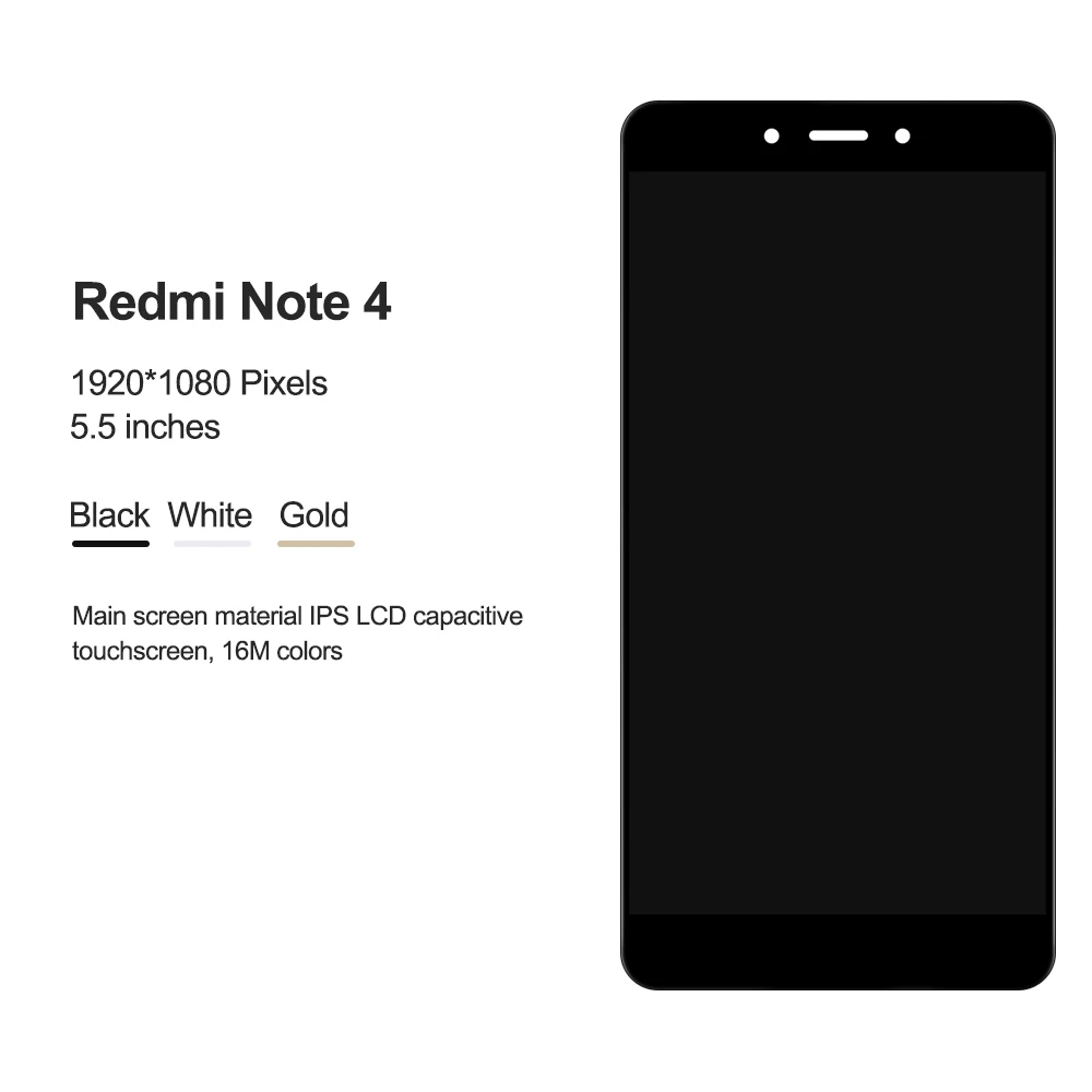 Для 5," Xiaomi Redmi Note 4 MTK Helio версия ЖК-дисплей+ сенсорный экран панель дигитайзер сборка Замена