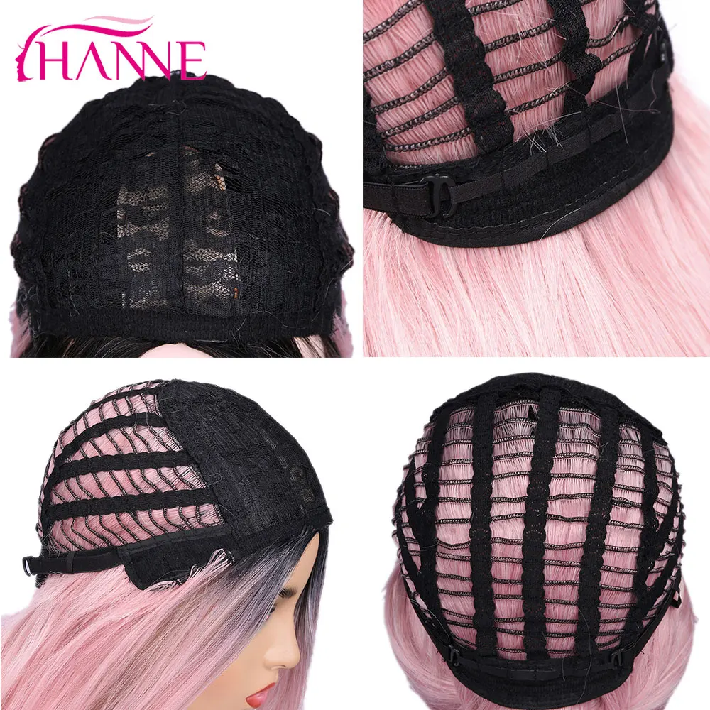 HANNE Синтетические длинные натуральные волнистые парики черный до розовый Омбре