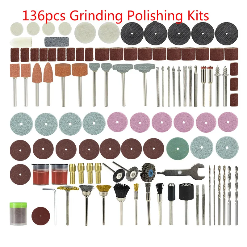 

Mini Drill Multi Tool Accessories Set For Grinding Polishing Dremel Kits Micro Drill Rotating Polishing Bits Power Tools 136pcs
