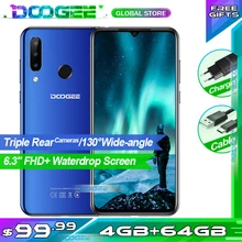 Doogee N20 мобильный телефон 6," экран капли 16 МП Тройная задняя камера 4350 мАч 4 Гб+ 64 Гб Восьмиядерный 10 Вт Зарядка 4G смартфон