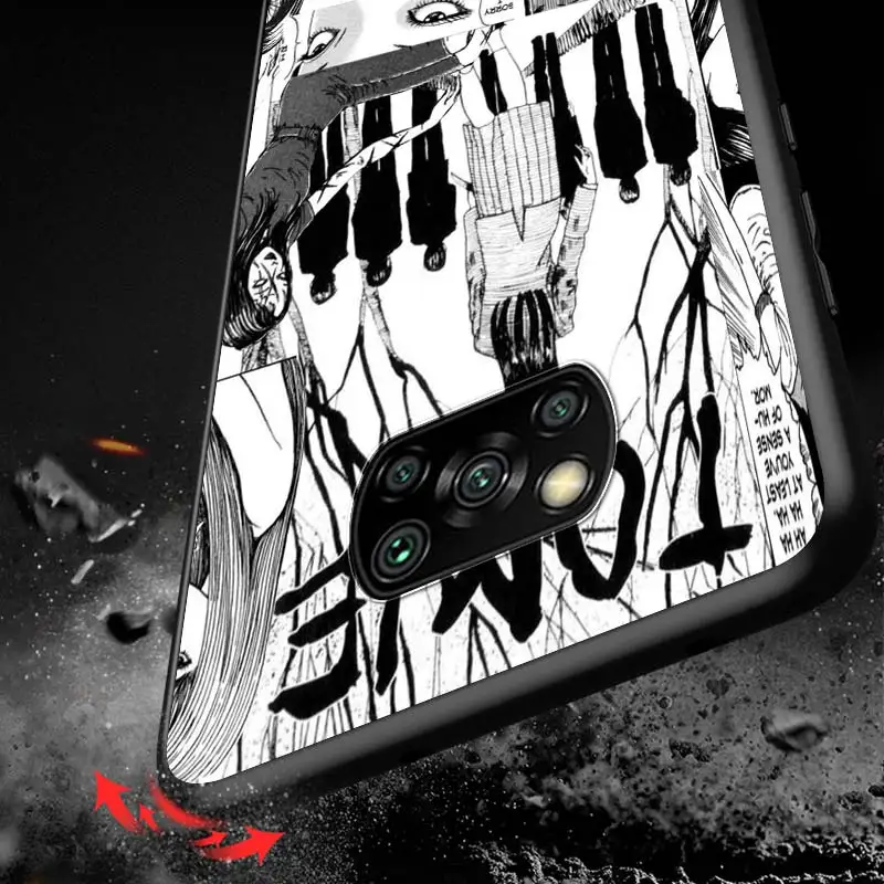 

Junji Ito Tees Horror for Xiaomi Redmi K30 K30S Mi 10T Lite Pro Poco X3 NFC X2 M3 M2 F2 Pro C3 F1 Soft Black Phone Case