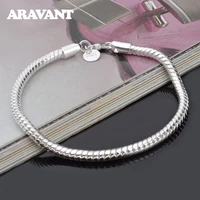 925 silver bracelet bangle for women 3mm 4mm snake bone bracelets jewelry