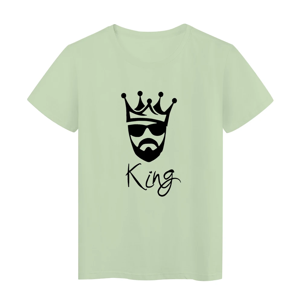 

King Letter Printed Harajuku Style Tshirt Spring Unisex Valentine's Day Clothing Fashion Simplicity Couple T-shirts for Lovers