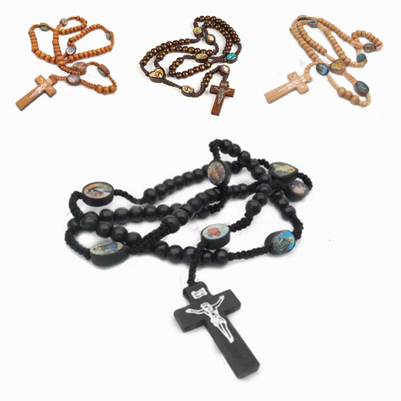 

Fashion Retro Hand Knotted Party Men Women Handmade Jewelry Catholic Rosary Arcylic Faceted Beads Necklace 3Colors
