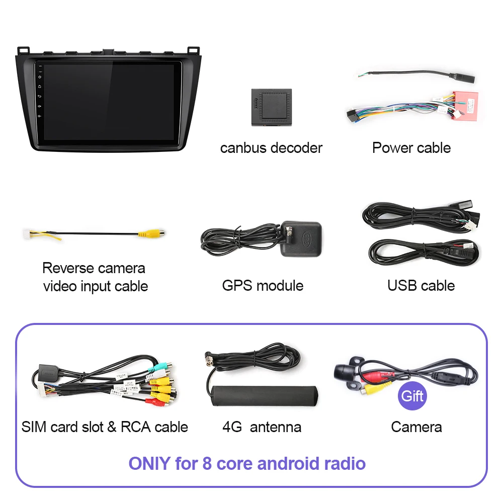 $82.67 Android 10.0 Car Radio Multimedia Player For Mazda 6 GH 2007-2012 Autoradio GPS Navigation Camera WIFI IPS Screen Stereo RDS