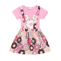 summer kids baby girls donuts print topst shirts strap dress toddler infant casual clothers sets newborn suits 2pcs 0 18m