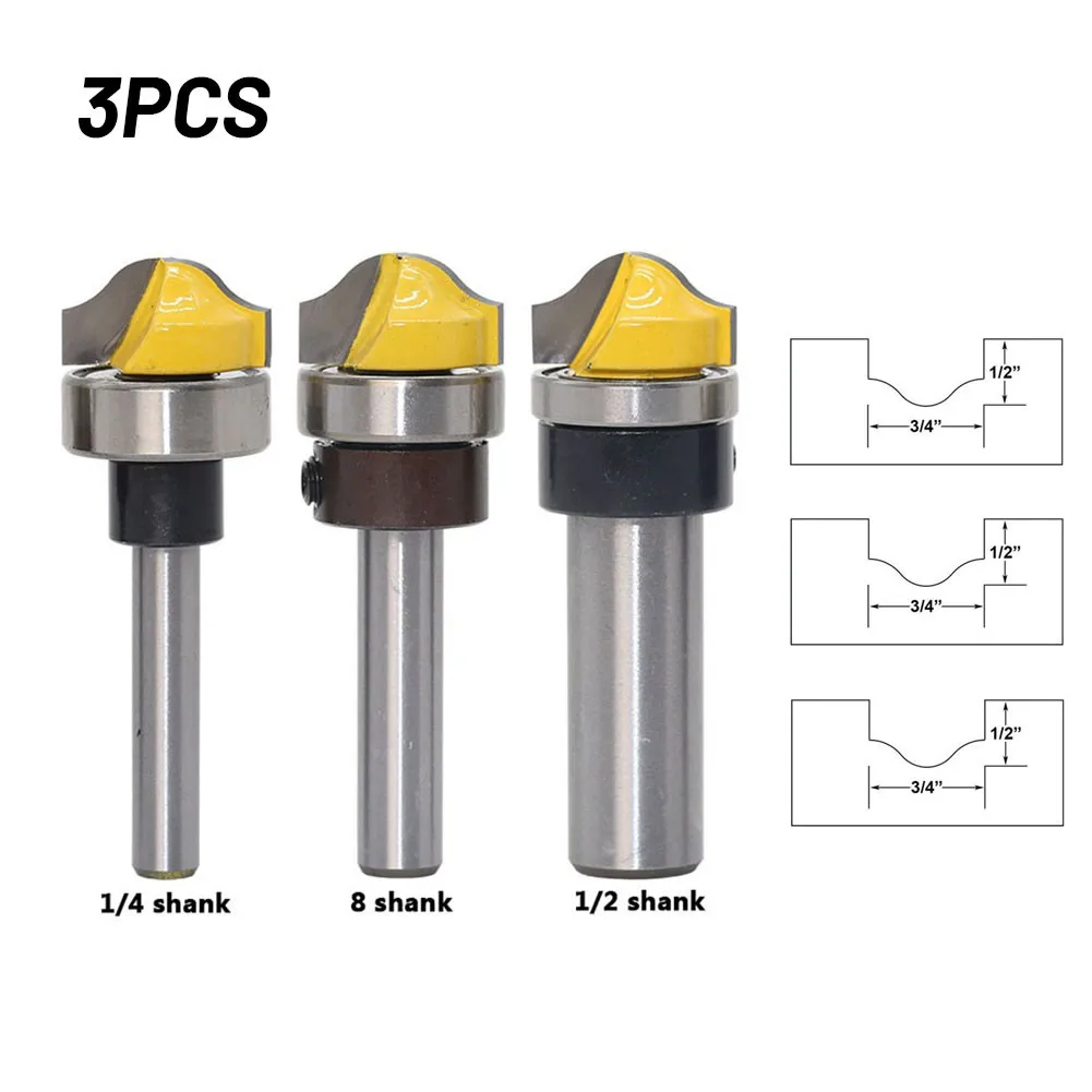 

3pcs Router Bit Arc-shaped Carbide Alloy Durable Faux Panel High Quality