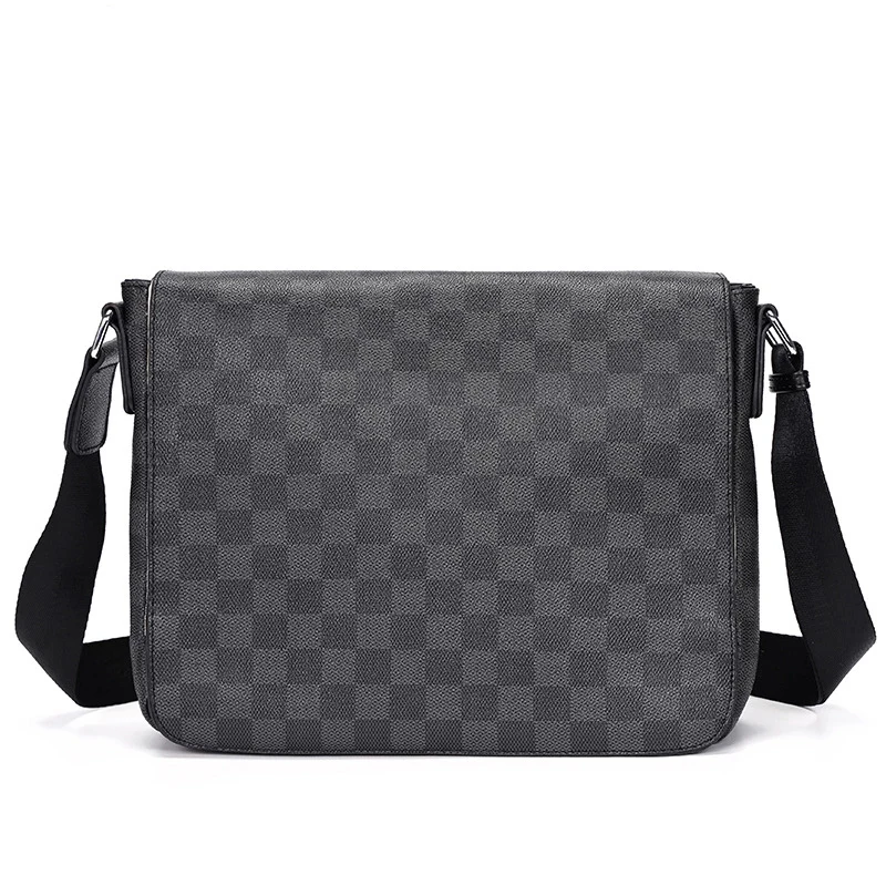 

Classic Plaid Messenger Bag Cover Shoulder Bag Men's Bag Waterproof PU Leather Shoulder Bags Zipper Hasp Crossbody Bag