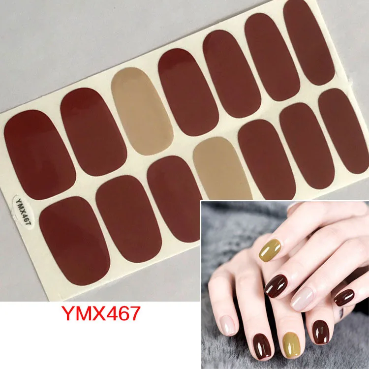 14 подсказок/лист корейский модный цветной стикер для ногтей Французский Полный