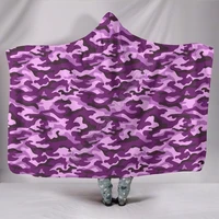 purple camoufl 3d printed wearable blanket adults for kids various types hooded blanket fleece blanket