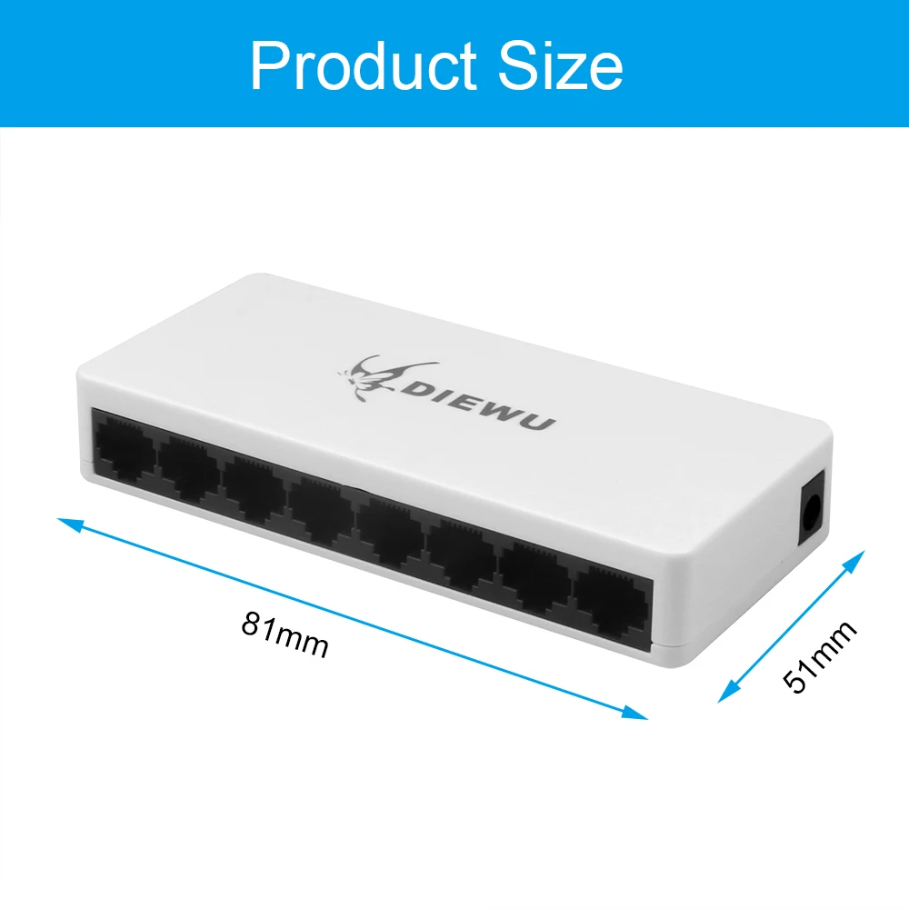 8 Порты и разъёмы Сетевой коммутатор Ethernet POE сетевой 10/100 Мбит/с Настольный