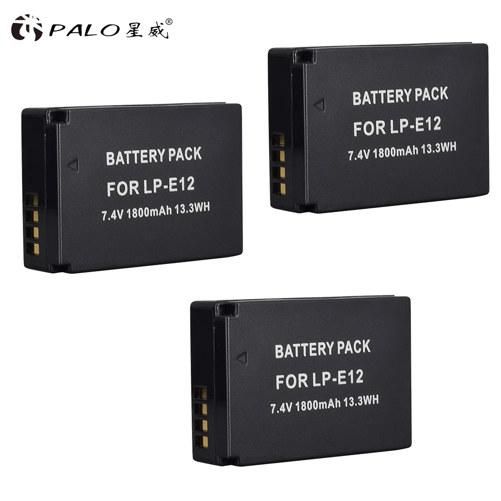 3PCS 3 шт. 1800 мАч LP-E12 LPE12 LP E12 Аккумулятор для камеры AKKU+ ЖК USB зарядное устройство для Canon M 100D Kiss X7 Rebel SL1 EOS M10 EOS M50 DSLR - Цвет: 3PCS