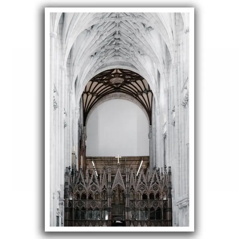 

Modern Home Decor Gothic Church Corridor Europe Posters And Prints Morocco Wall Art Canvas Painting Wall Picture For Living Room