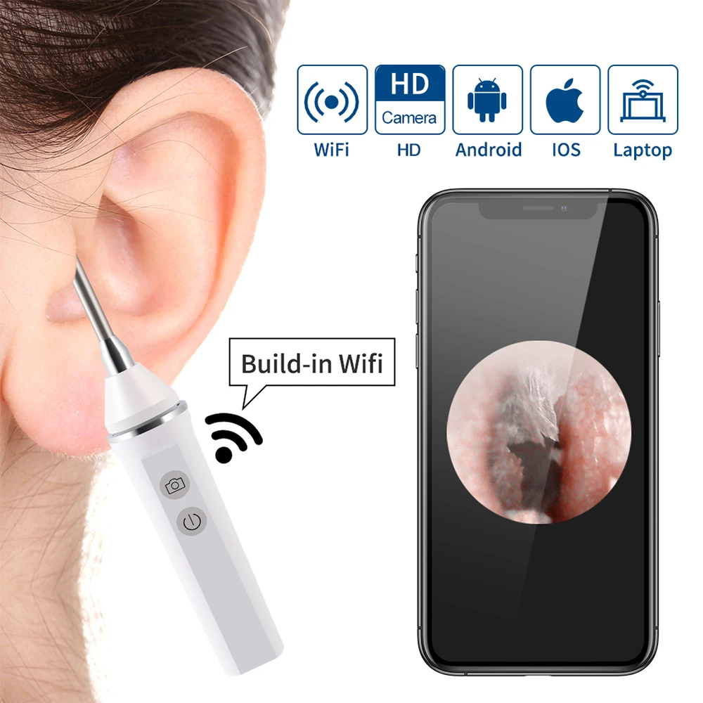 

Новинка 3,9 мм HD Беспроводная умная визуальная Ушная ложка с Wi-Fi ушной эндоскоп 6 светодиодов ушной очиститель ушной раковины