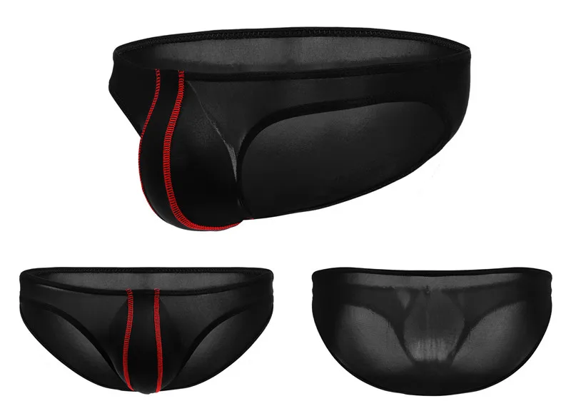 

New Summer Sexy Underwear Man Ice Silk Low Waist Panties Men Gay Briefs Shorts Solid Semi-transparent U Convex Pouch Underpants