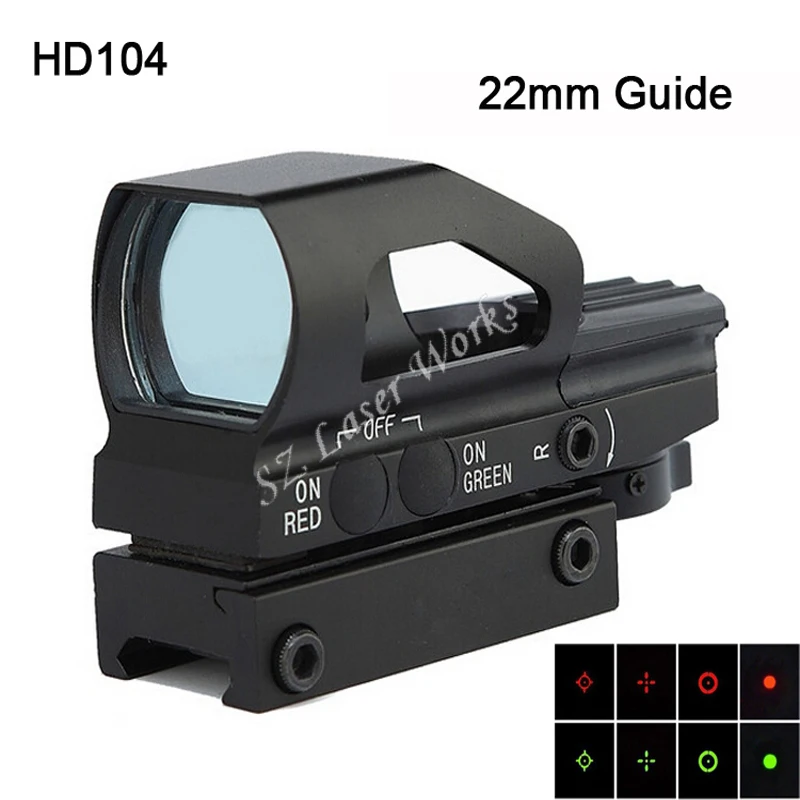 Оптический прицел Red Dot 1x23x34 компактный с красной и зеленой точками 4 сетки для