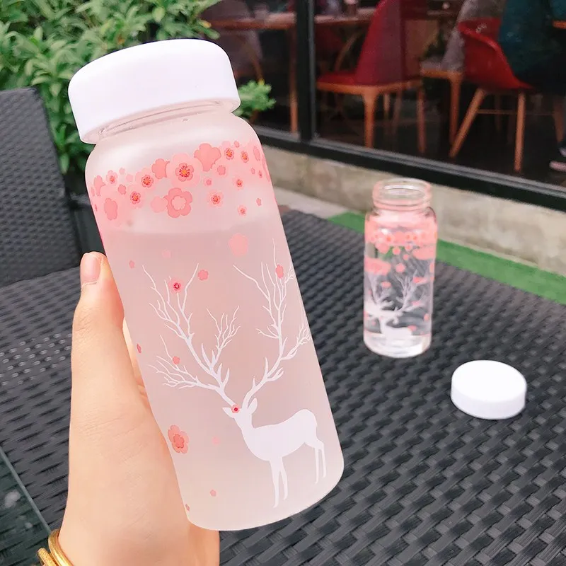 Матовое стекло вишневого цветка фотография милая тыква олень чашка для девочки