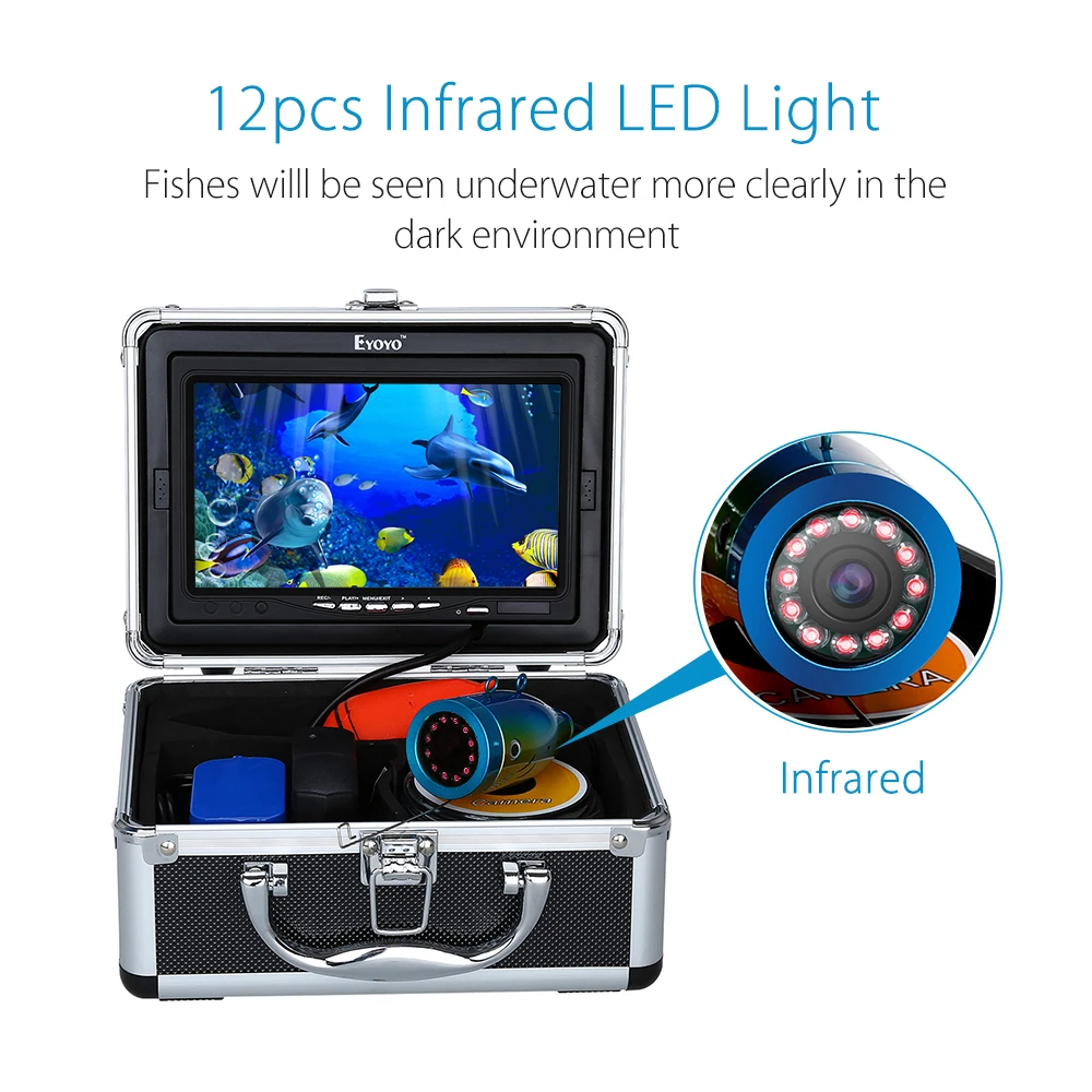 Подводная камера для рыбалки Eyoyo подводная 1000 ТВЛ с экраном 7 Дюймов 30 м 12