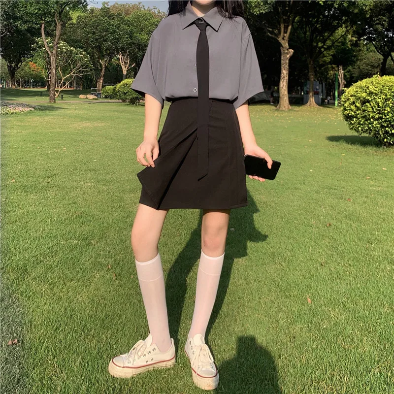 Японский колледж jk униформа из двух частей Женская универсальная рубашка с