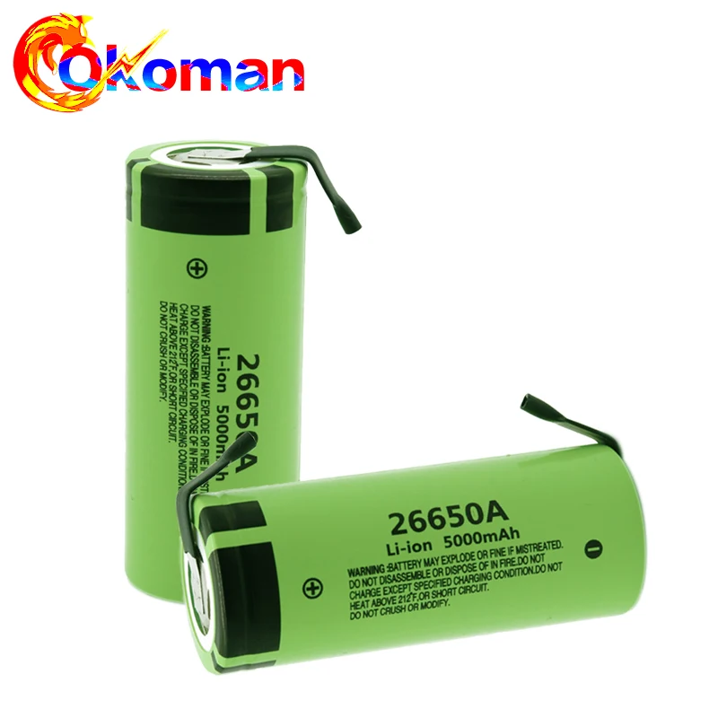 100% Оригинальный Новый аккумулятор для 26650A 3 7 V 5000mAh высокой емкости 26650 Li ion