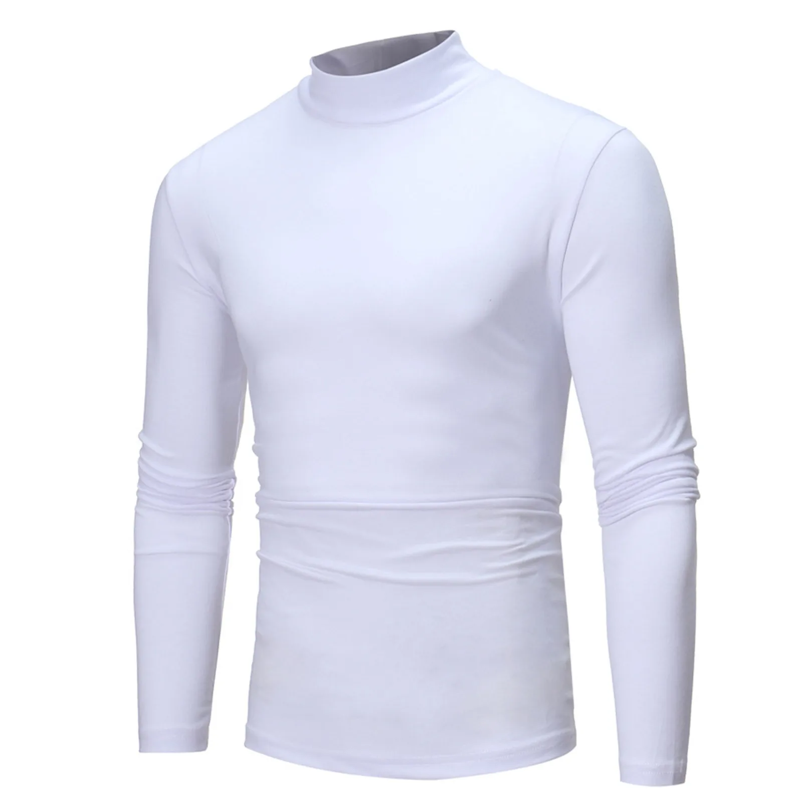 

Winter Men's Pullovers Mid-collar Long-sleeved Solid Color Tops Stretch Slim Bottoming Slim Shirt Top Clothes Pullover Sweaterd4