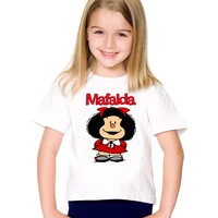 summer kids t shirt cute mafalda cartoon print girls t shirt short sleeve casual funny baby boys clothes children topshkp5458