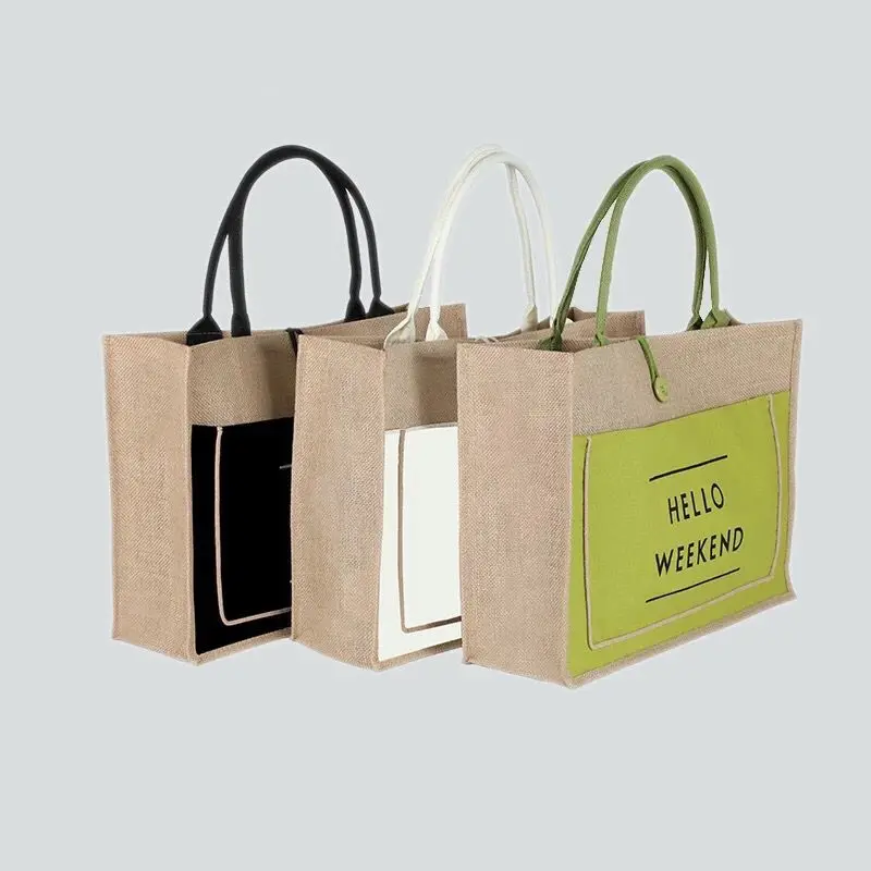 Оптовая продажа 500 шт./лот Custom Boutique джутовые сумки для покупок Hessian многоразовые