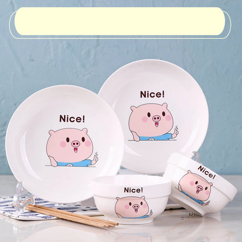 Набор посуды для 2 человек посуда бытовая миска риса простая Милая мультяшная