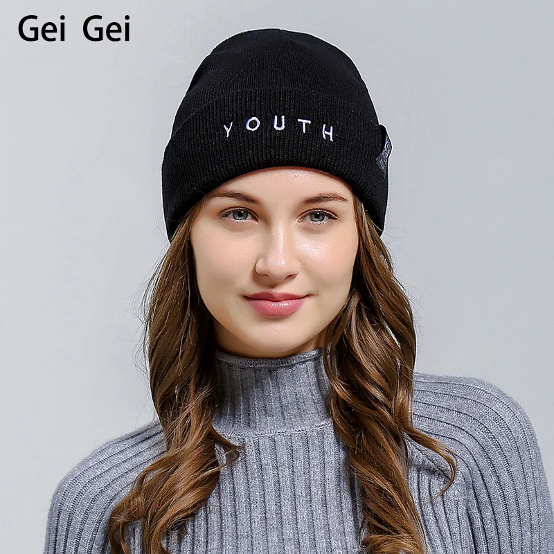 Новая модная женская Молодежная шерстяная шляпа с вышитым буквенным принтом