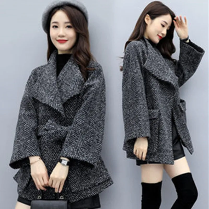2020 осень и зима новый костюм воротник свободное шерстяное пальто Женская мода