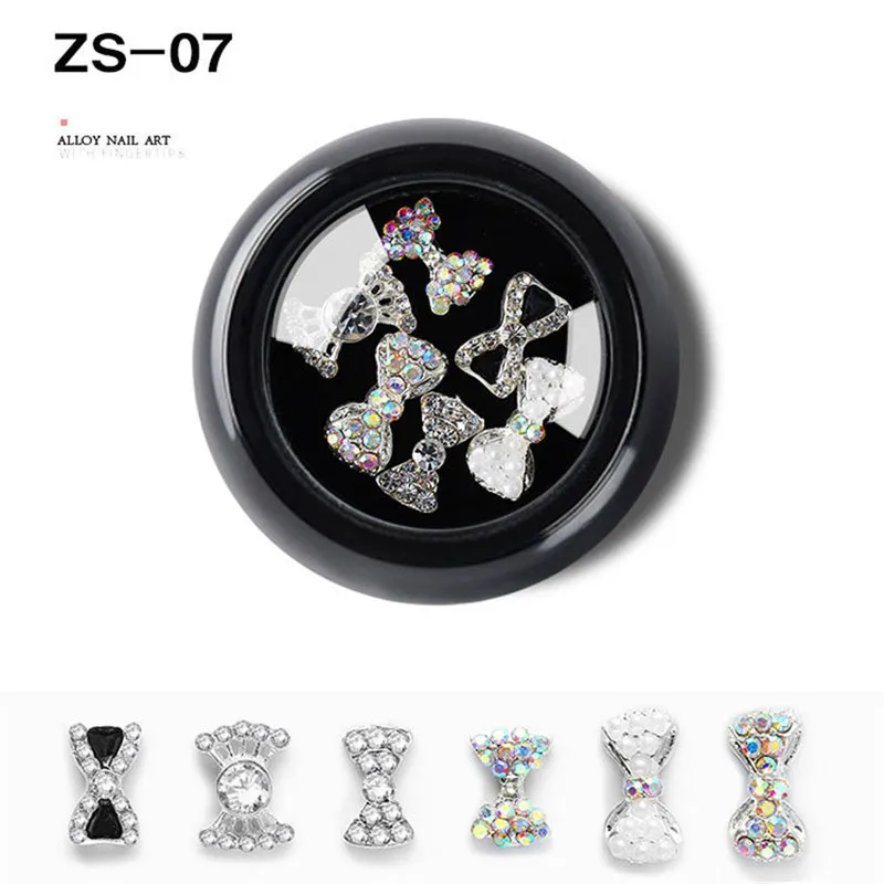 ZS-07 Новинка, 1 коробка, в форме капли воды/банта, цветные стразы для дизайна ногтей, сплав, стеклянные камни, сделай сам, для маникюра, драгоценные камни, аксессуары для ногтей - Цвет: ZS-07