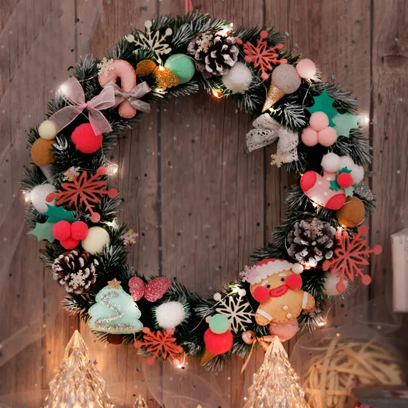 Новогодняя тема настенная подвеска 33 см кукла из фетра Настенный комплект