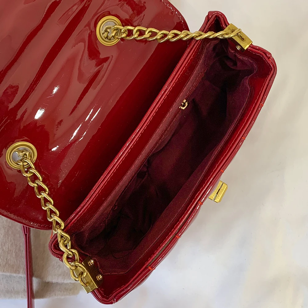 

Crossbody Bags For Women 2021 Fashion Candy Colors Women's Shoulder Bag Stripe Women Bag Girl Patent Leather Beautiful Chain