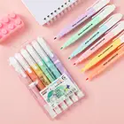 6 шт.компл. милые Карамельный Цвет Маркер ручка канцелярских принадлежностей с двухголовой флуоресцентный маркер для белой доски маркером в наборе, офисные школьные принадлежности, блокноты