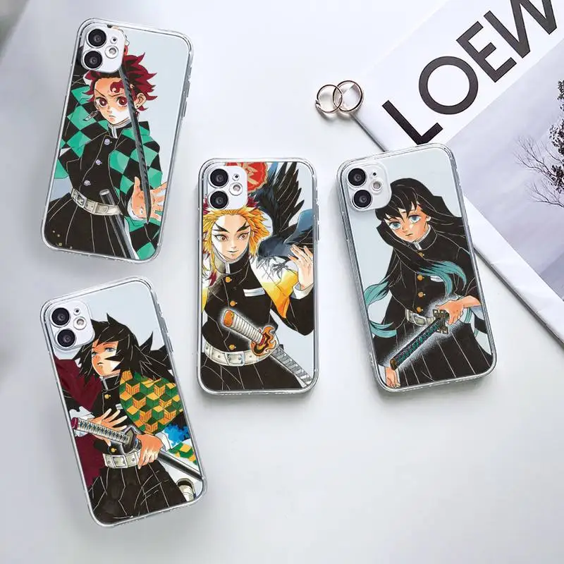 

Demon Slayer Blade Comic Postcard Phone Case Transparent for iPhone 7 8 11 12 13 mini pro X XS XR MAX Plus