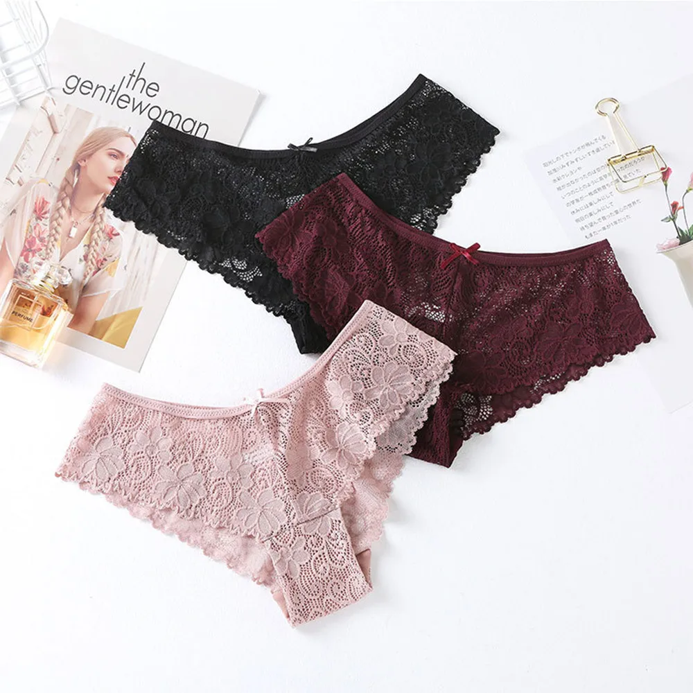 

3Pcs Hot Panties for Woman Underwear Sexy Lace Breathable Soft Lingerie Female Briefs Panty Sexy Transparent Women's Underpants