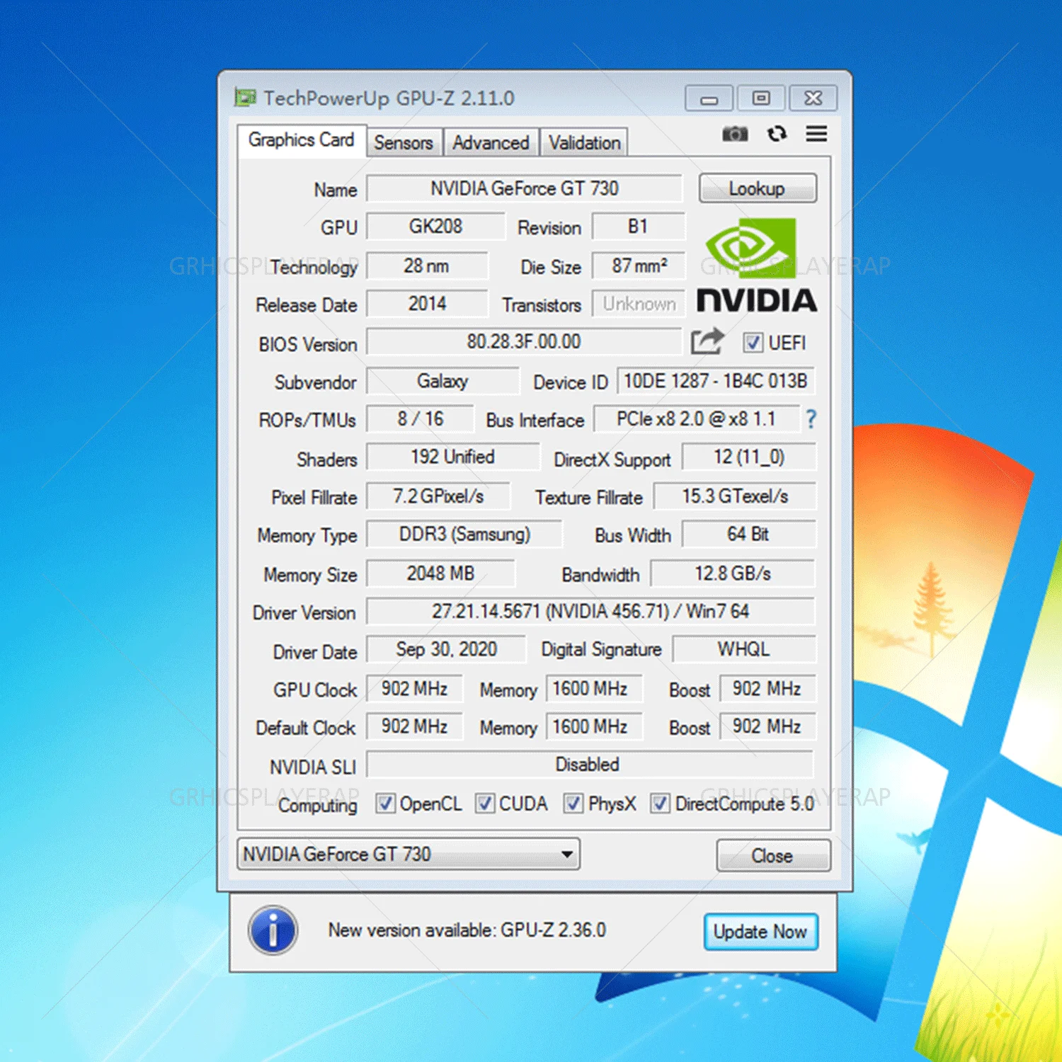 

LP Graphics Card Video Card for PC GT730 2048MB/2GB 64BIT DDR3 Desktop Computer Suitable for Small Case for NVIDIA GPU Model