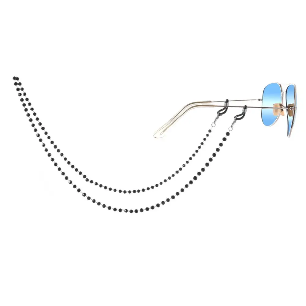 Модная Нескользящая цепочка для очков с черными кристаллами 2019 разнообразные