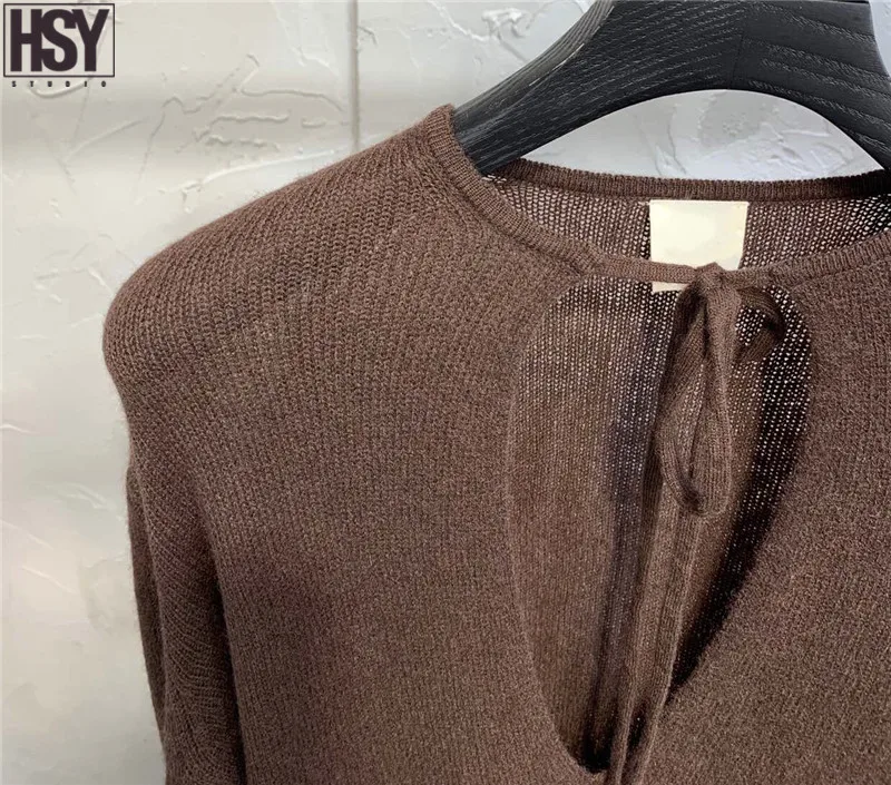 【HSY】2019 Осень Зима Новый женский длинный рукав круглый вырез свободный