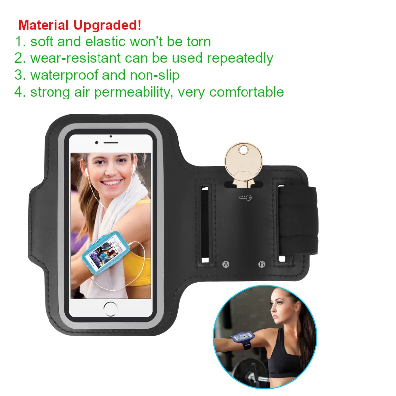 

5 - 7inch Gym Running Phone Holder Armband Case Phone Bag Sports Arm Band Cases for iPhone 12 Pro Max 11 x xr xs 6 7 8 plus