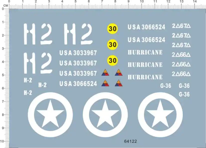 

64122 1/16 1/18 U.S. World War II Sherman Tank Water Sticker 10*14