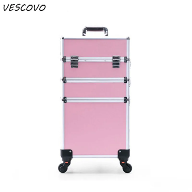 Многослойный профессиональный косметический чехол VESCOVO на колесиках